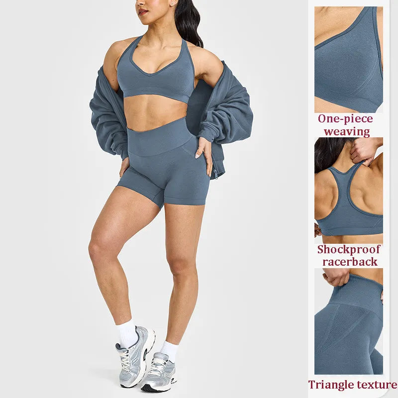 Seamless High Waist Hip Lift Yoga Cycling Shorts 