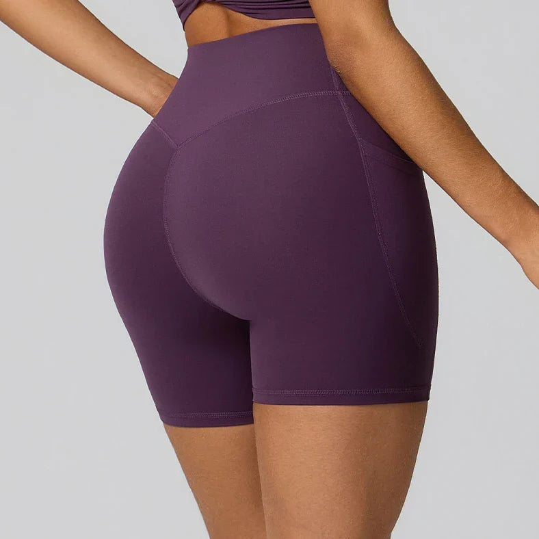 Women's High Waist Shaping Yoga Shorts with Pocket