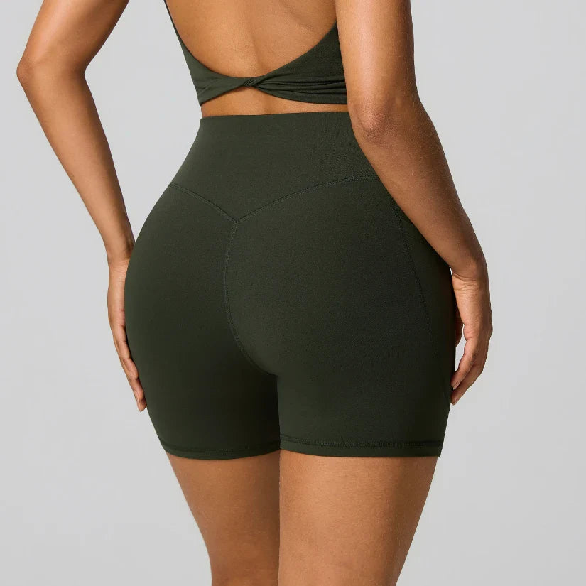 Women's High Waist Shaping Yoga Shorts with Pocket