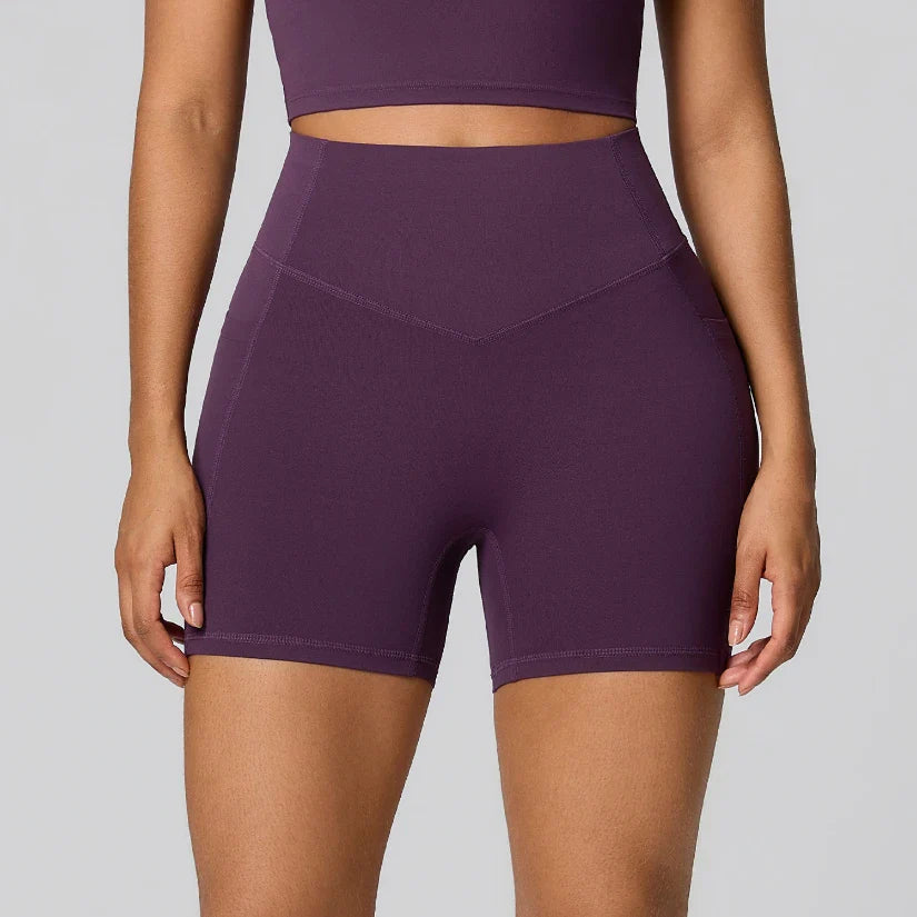 Women's High Waist Shaping Yoga Shorts with Pocket