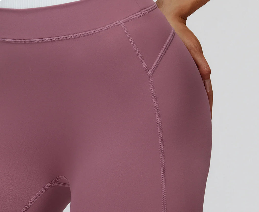 Ribbed Contrast Color Fake Two-Piece Leggings for Women