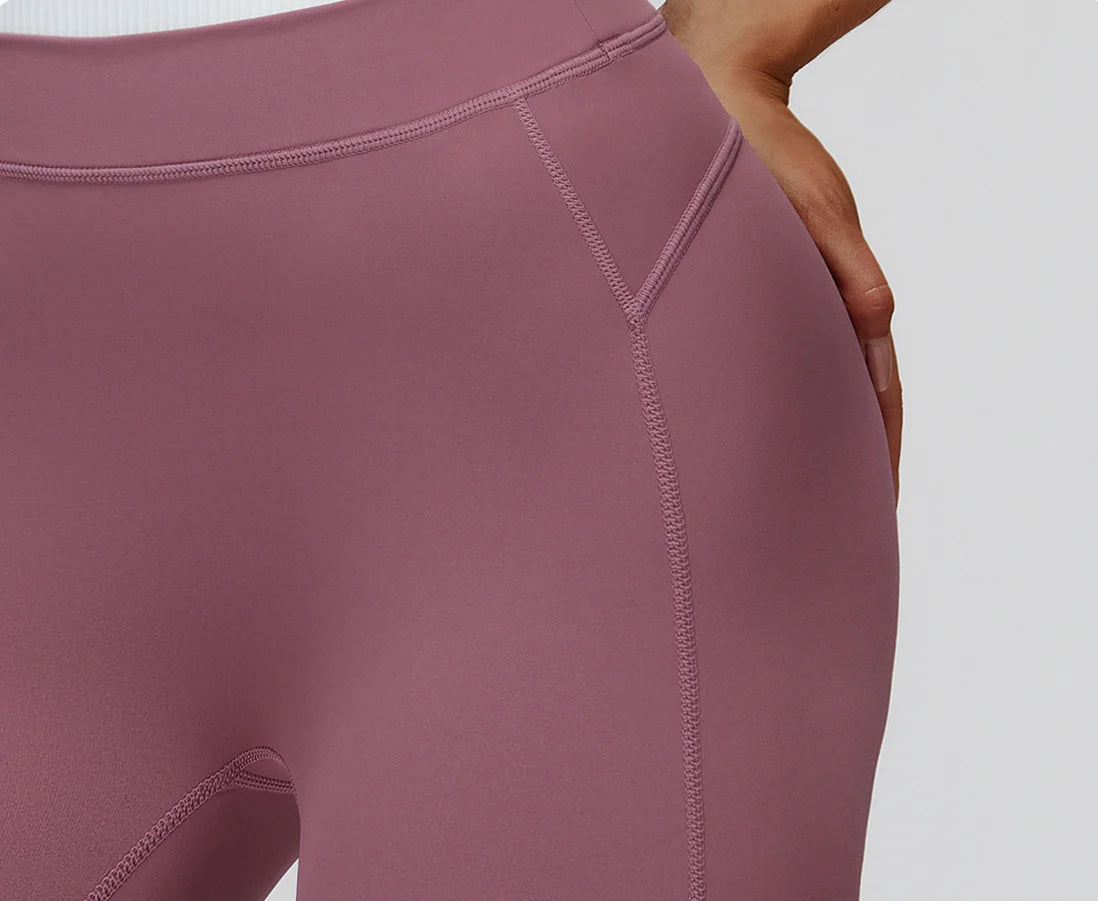 Ribbed Contrast Color Fake Two-Piece Leggings for Women